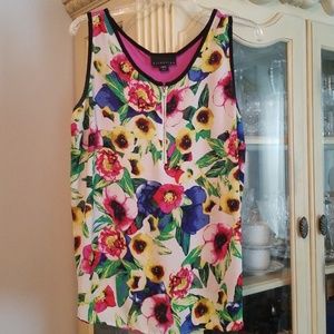 Sleeveless satin front cotton back top